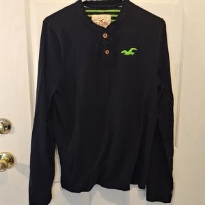 Hollister Long Sleeve two buttons navy green